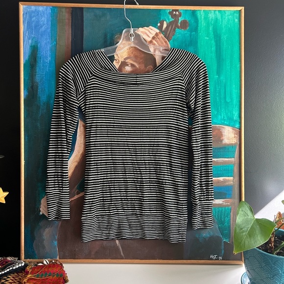 Lucky Brand Black and White Striped Top XS - Picture 7 of 14